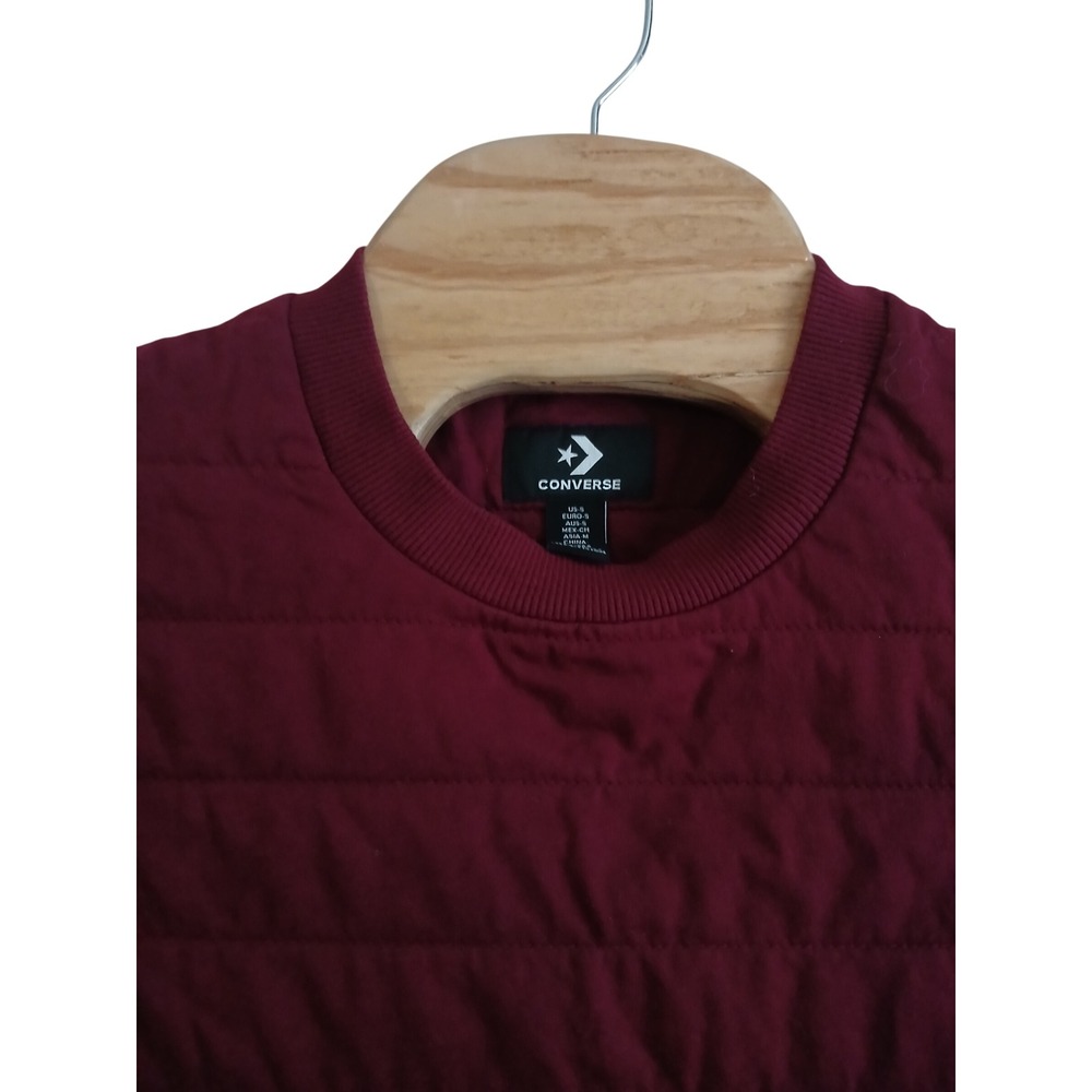 Converse Burgundy Quited Crewneck Skater Insulated Sweatshirt Men Small